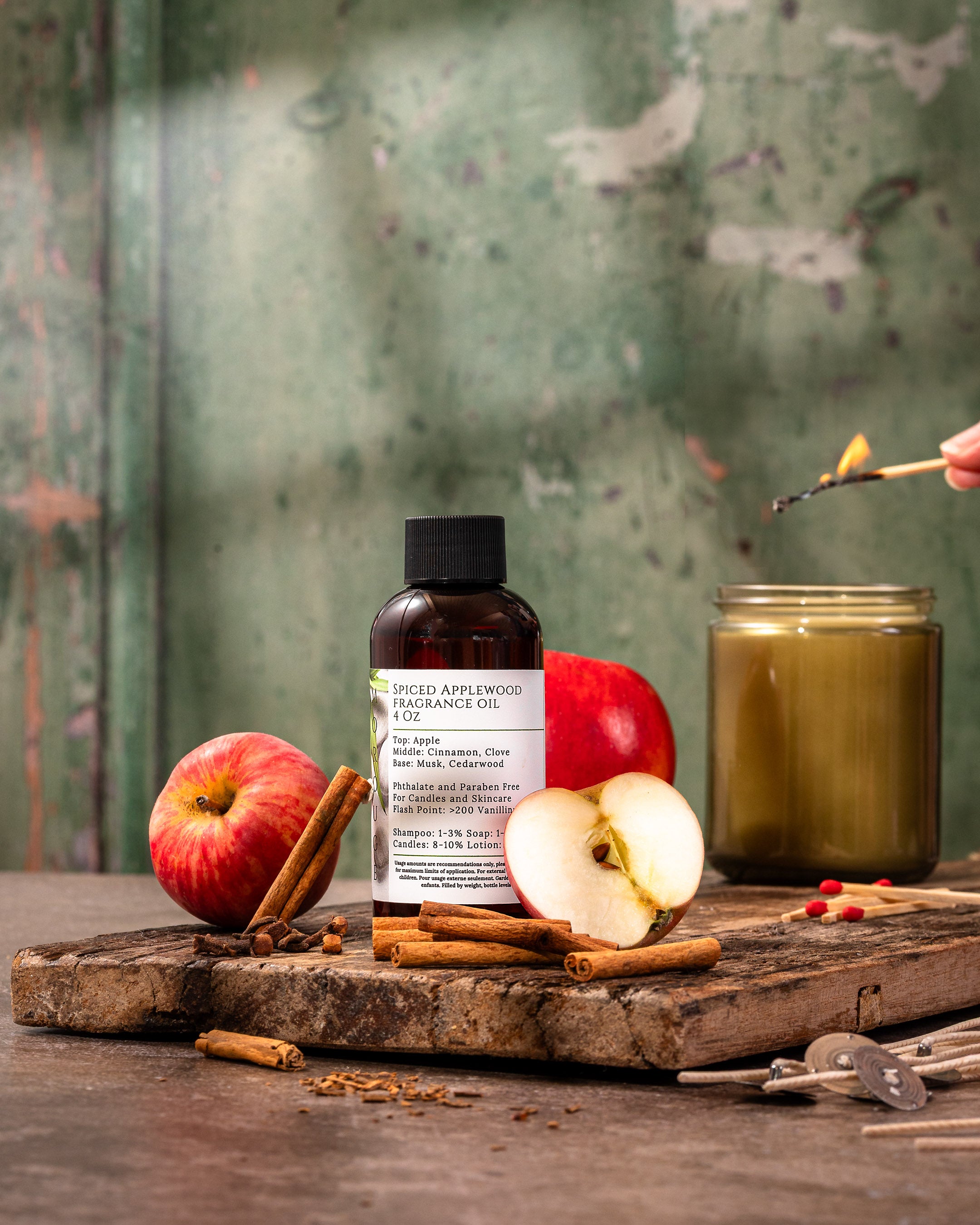 Morouge Spiced Applewood fragrance oil for soap and candle making.