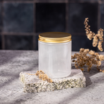 8oz straight-sided glass jar with lid for soap & candle making in white color.